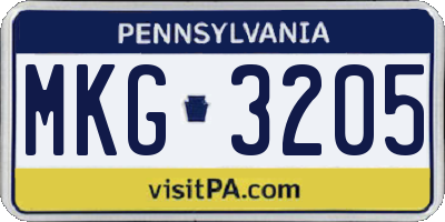 PA license plate MKG3205