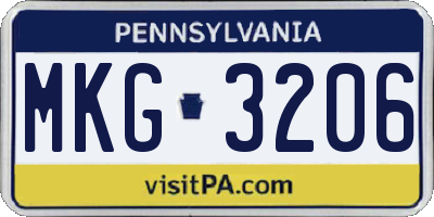 PA license plate MKG3206