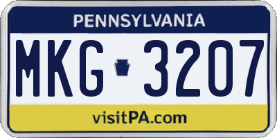 PA license plate MKG3207