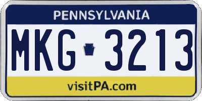 PA license plate MKG3213