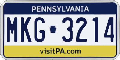 PA license plate MKG3214