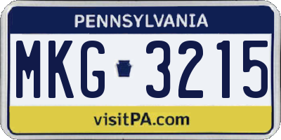 PA license plate MKG3215