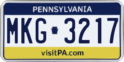 PA license plate MKG3217