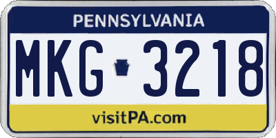 PA license plate MKG3218