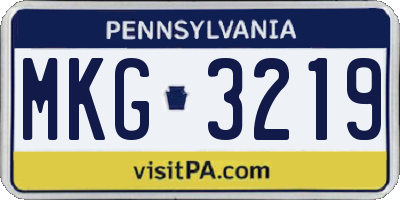 PA license plate MKG3219