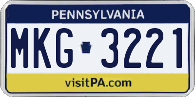 PA license plate MKG3221