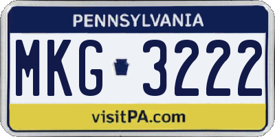 PA license plate MKG3222