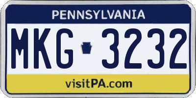 PA license plate MKG3232