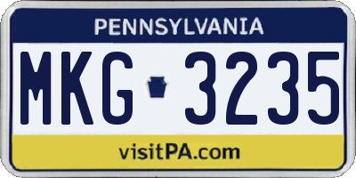 PA license plate MKG3235