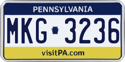 PA license plate MKG3236