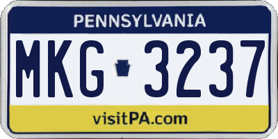 PA license plate MKG3237