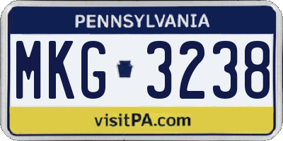 PA license plate MKG3238