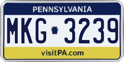 PA license plate MKG3239