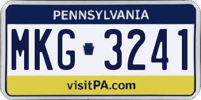 PA license plate MKG3241