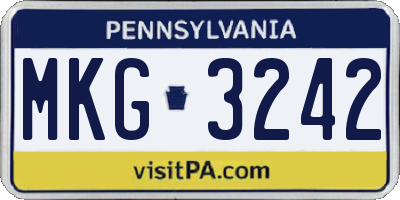 PA license plate MKG3242