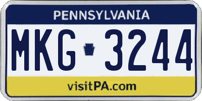 PA license plate MKG3244