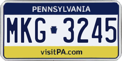 PA license plate MKG3245