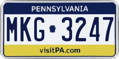 PA license plate MKG3247