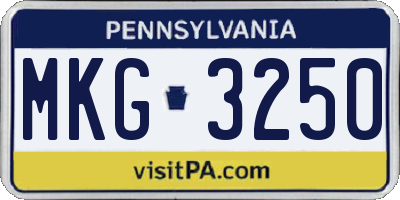 PA license plate MKG3250