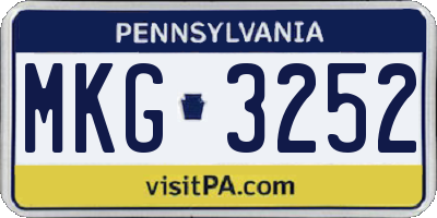 PA license plate MKG3252