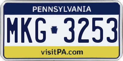 PA license plate MKG3253