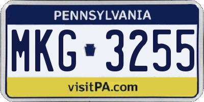 PA license plate MKG3255