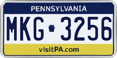 PA license plate MKG3256
