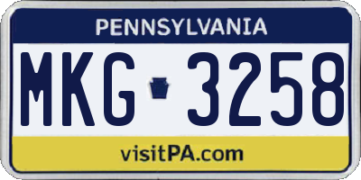 PA license plate MKG3258