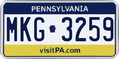PA license plate MKG3259
