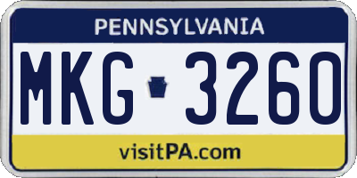 PA license plate MKG3260