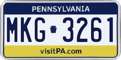 PA license plate MKG3261