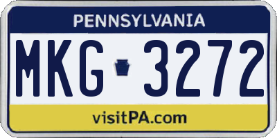 PA license plate MKG3272
