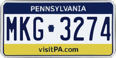 PA license plate MKG3274