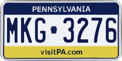 PA license plate MKG3276