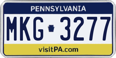 PA license plate MKG3277