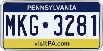 PA license plate MKG3281
