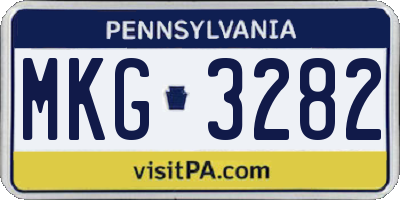 PA license plate MKG3282