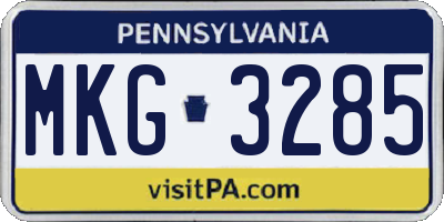 PA license plate MKG3285