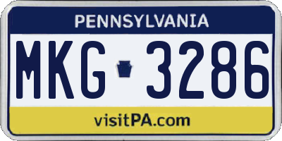 PA license plate MKG3286