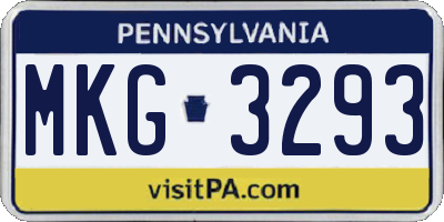 PA license plate MKG3293