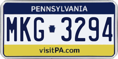 PA license plate MKG3294