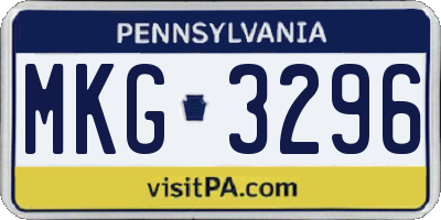 PA license plate MKG3296