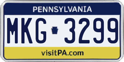 PA license plate MKG3299