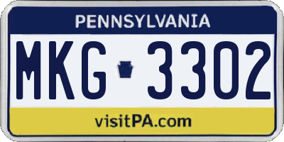 PA license plate MKG3302