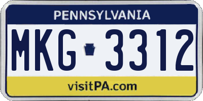 PA license plate MKG3312