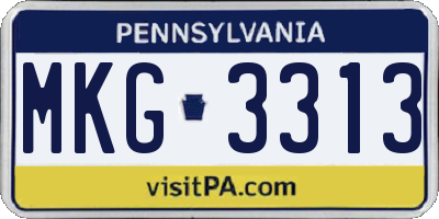 PA license plate MKG3313