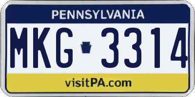 PA license plate MKG3314