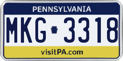 PA license plate MKG3318