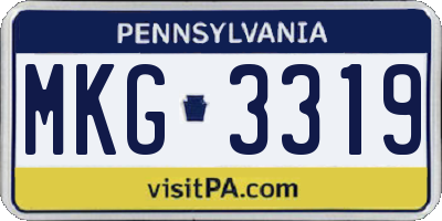 PA license plate MKG3319