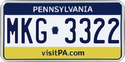 PA license plate MKG3322